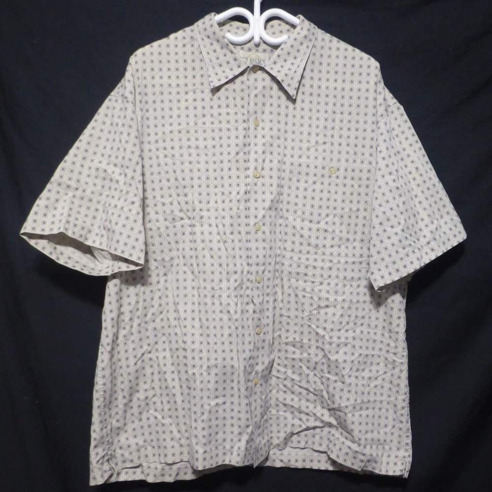 R&R CLASSICS, large 100% cotton, short sleeve button down shirt with pocket, GUC